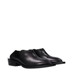 Black Leather Mules