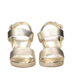 Gold Leather Wedge Sandals