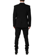 Black Cotton Single Breasted 2 Piece Suit