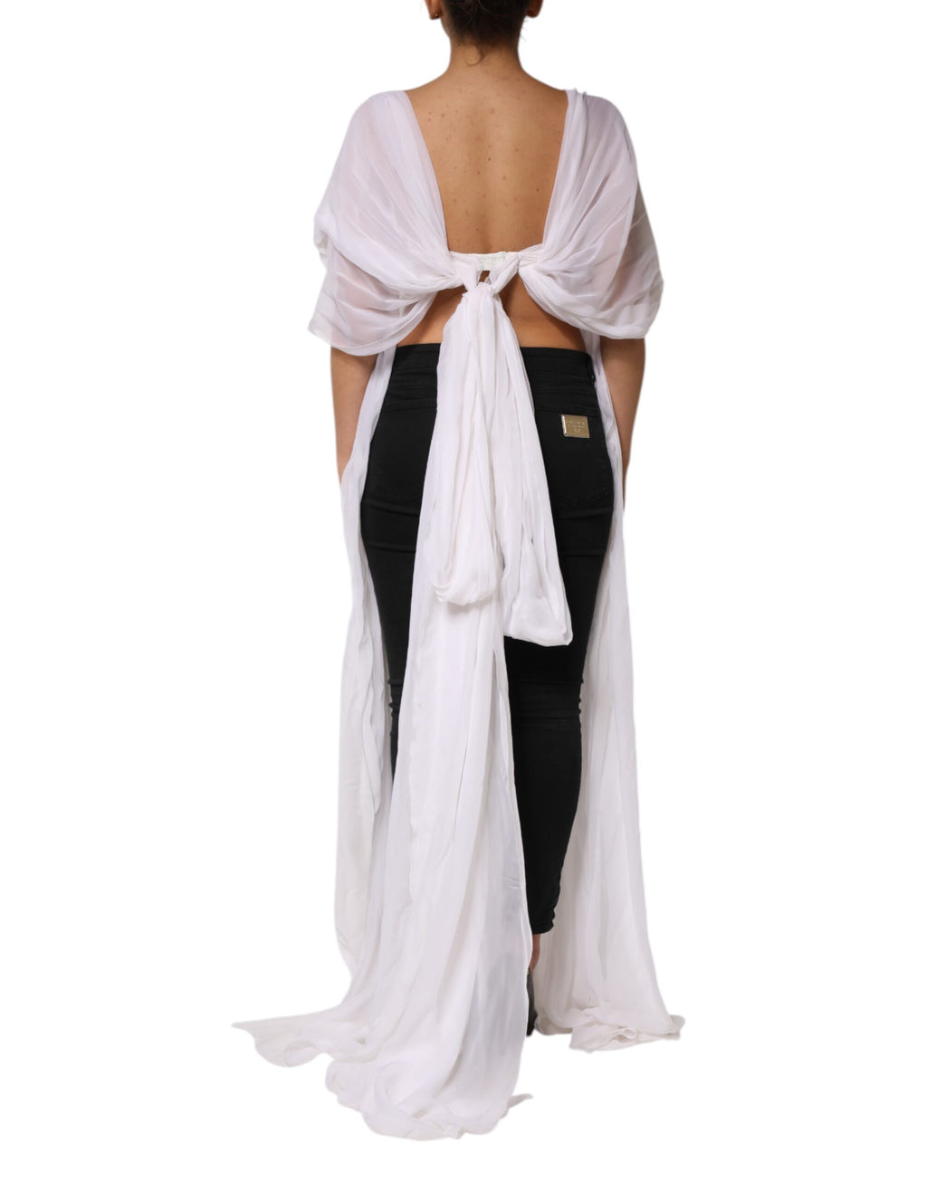 White Bustier Corset Cropped Chiffon Top