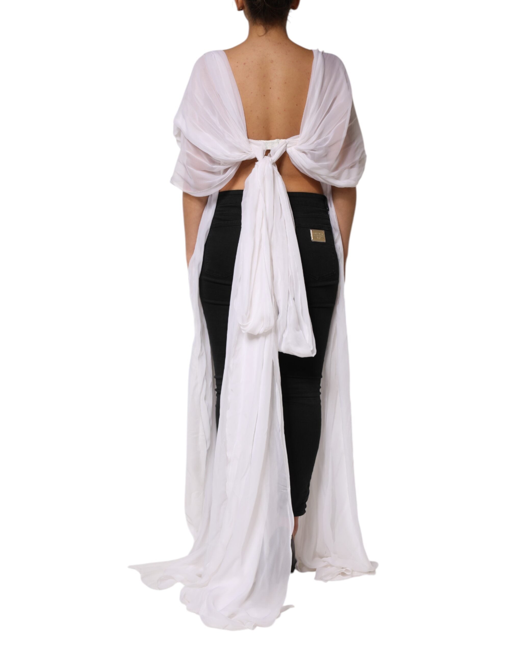 White Bustier Corset Cropped Chiffon Top