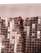 Pink Sequined Nylon Sleeveless Cropped Top