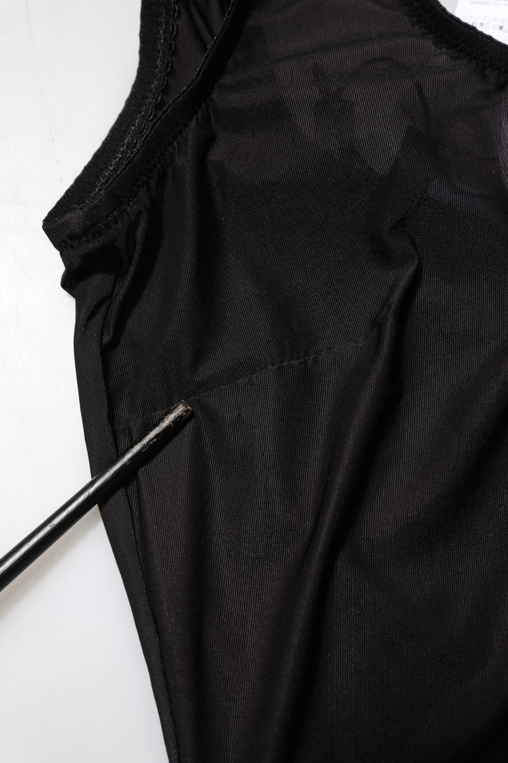 Black Nylon Sleeveless Round Neck Tank Top