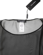 Black See Through Silk Chiffon Lace Blouse Top