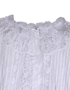 White Cotton Floral Lace Long Sleeves Top