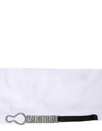 White Crystal Embellished Collared Shirt Top