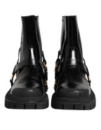 Black Leather Chelsea women Short Boots Shoes