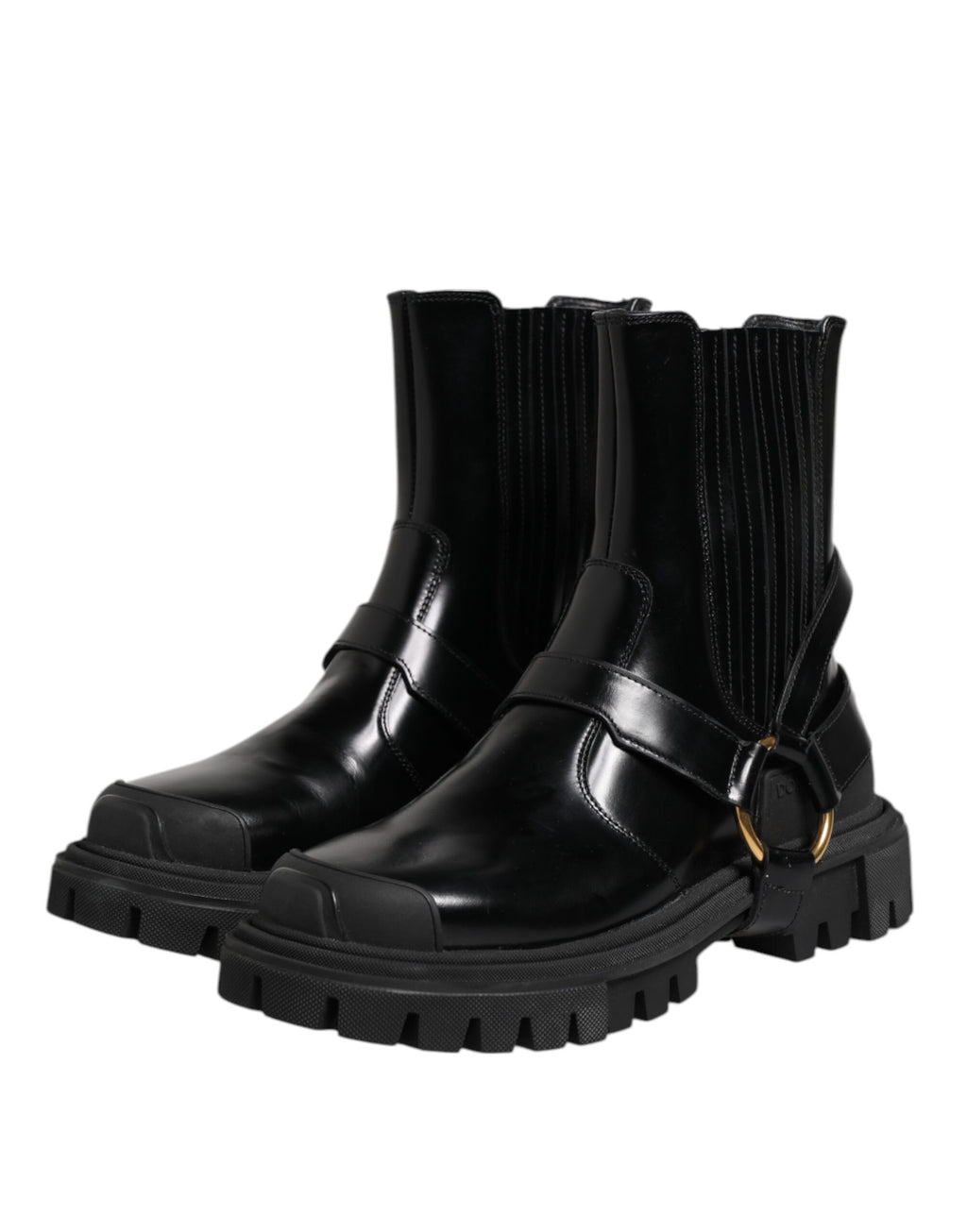 Black Leather Chelsea women Short Boots Shoes