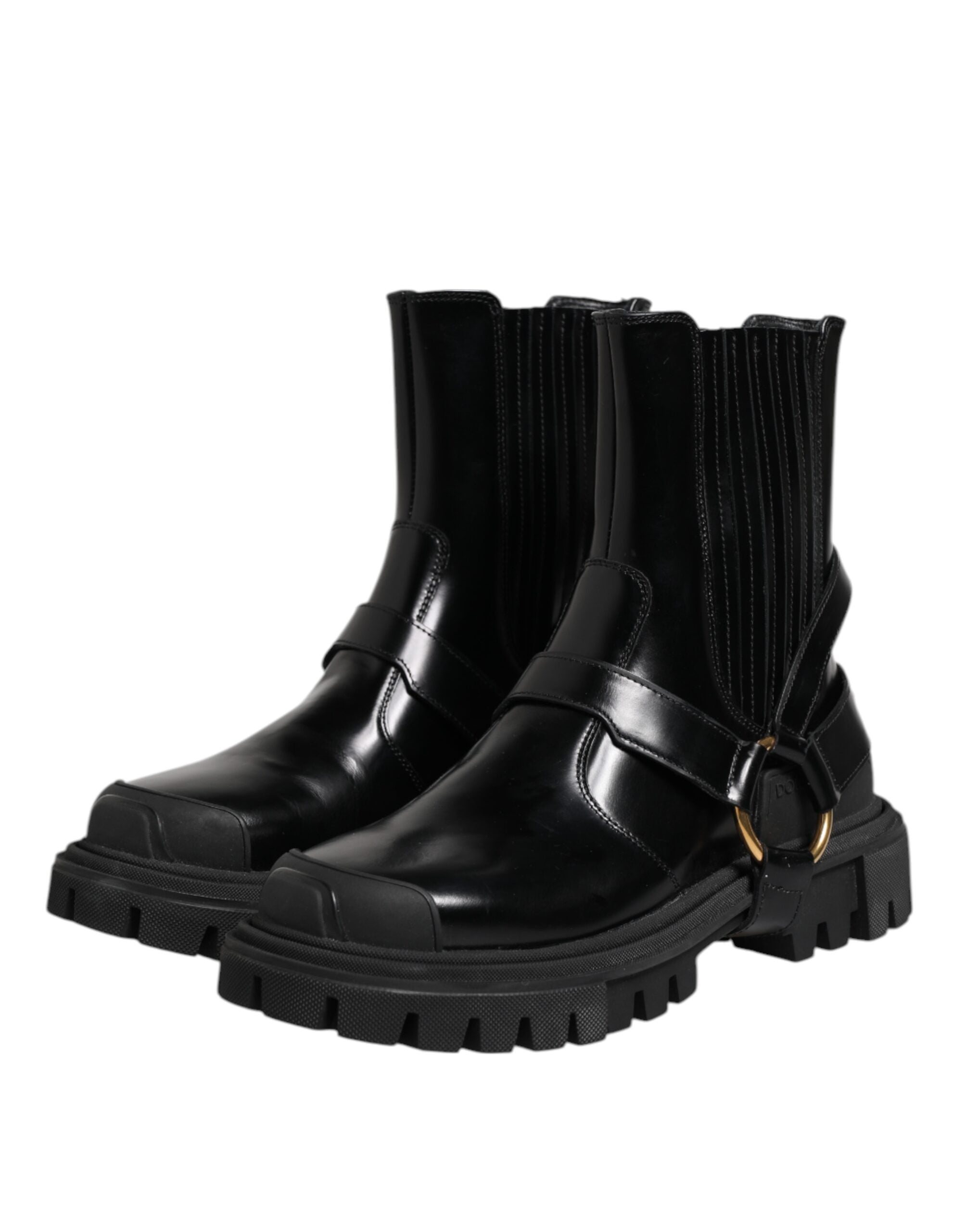Black Leather Chelsea women Short Boots Shoes