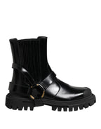 Black Leather Chelsea women Short Boots Shoes