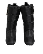 Black Padded Mid Calf Logo Heel Boots Shoes