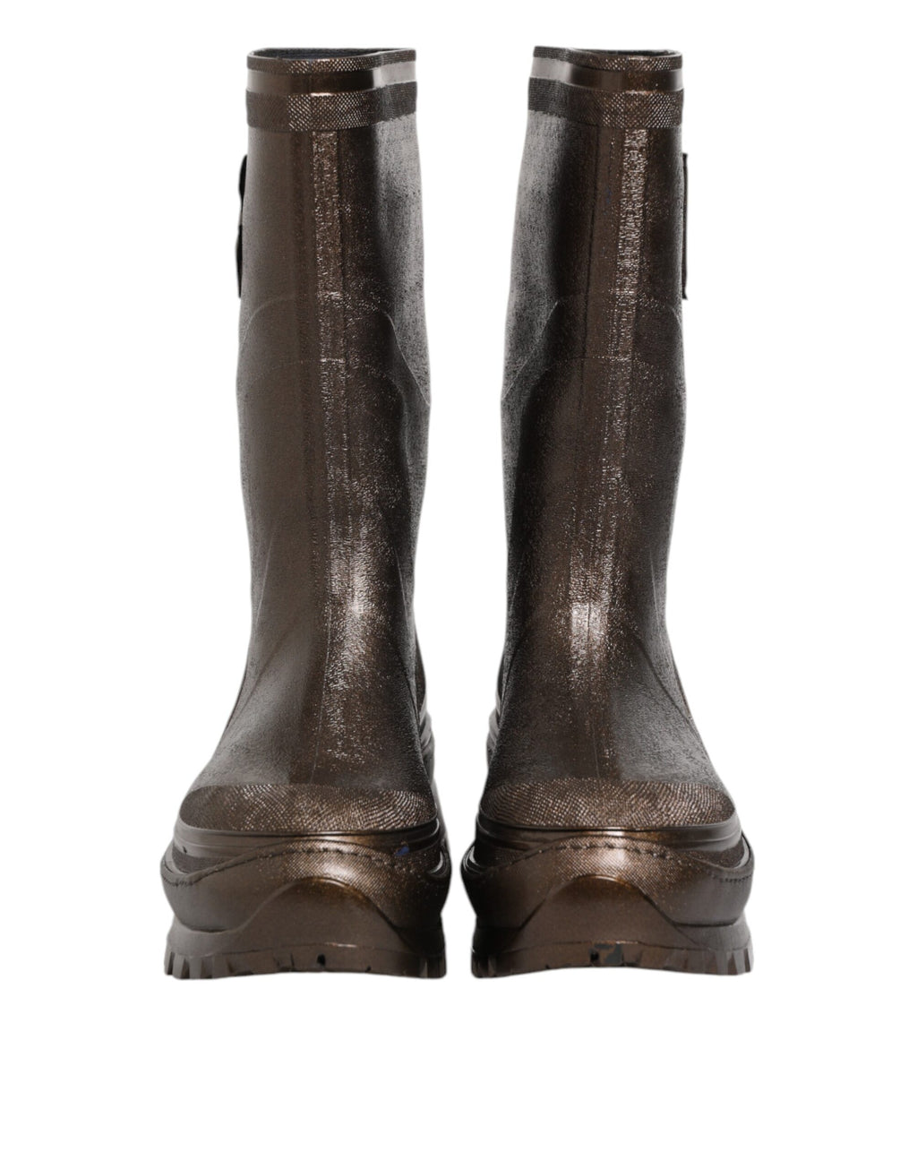 Metallic Brown Pull On Rain Boots Shoes