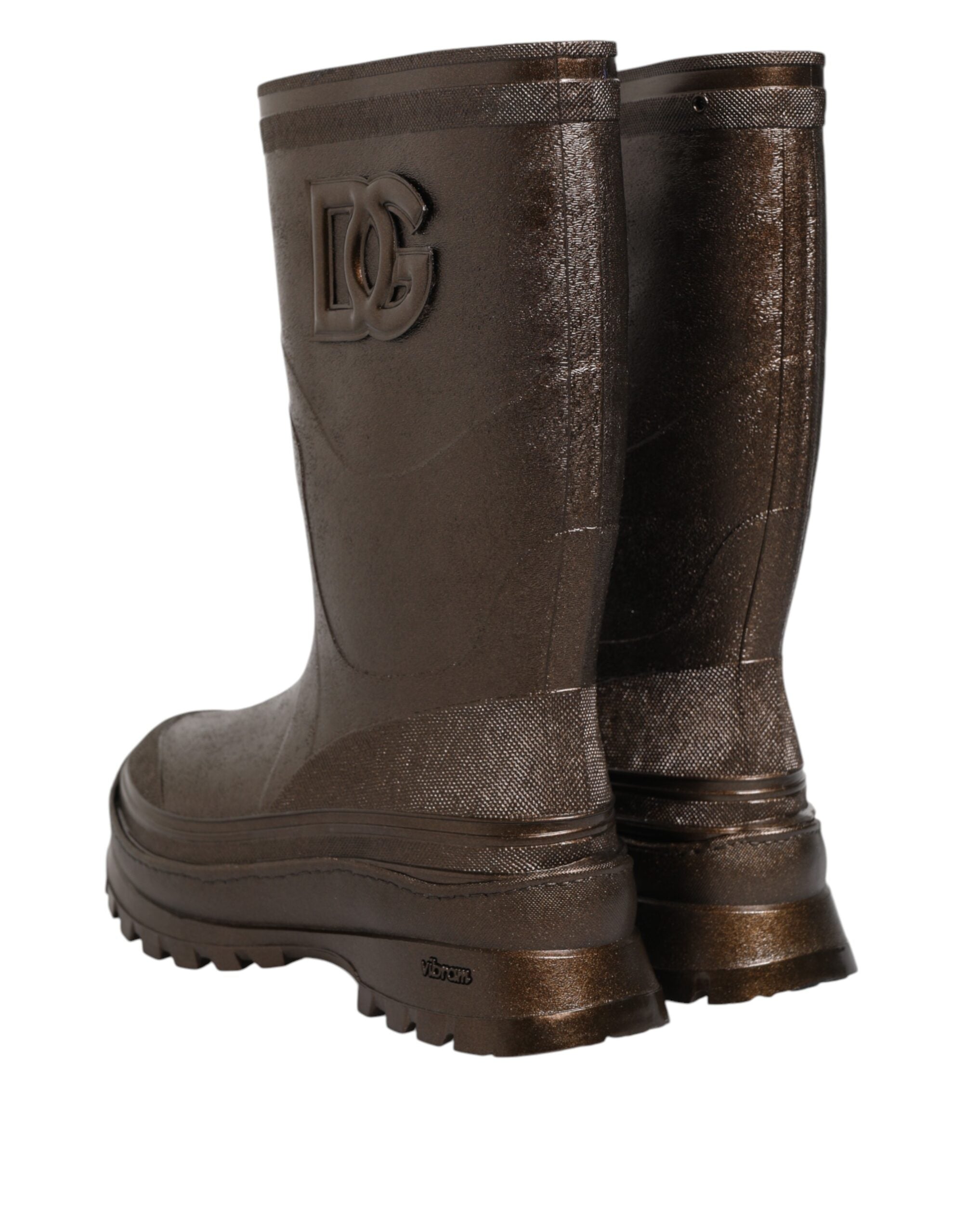 Metallic Brown Pull On Rain Boots Shoes