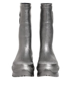 Metallic Silver Pull On Rain Boots Shoes