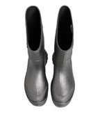 Metallic Silver Pull On Rain Boots Shoes