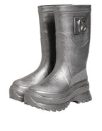 Metallic Silver Pull On Rain Boots Shoes