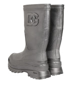 Metallic Silver Pull On Rain Boots Shoes