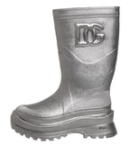 Metallic Silver Pull On Rain Boots Shoes