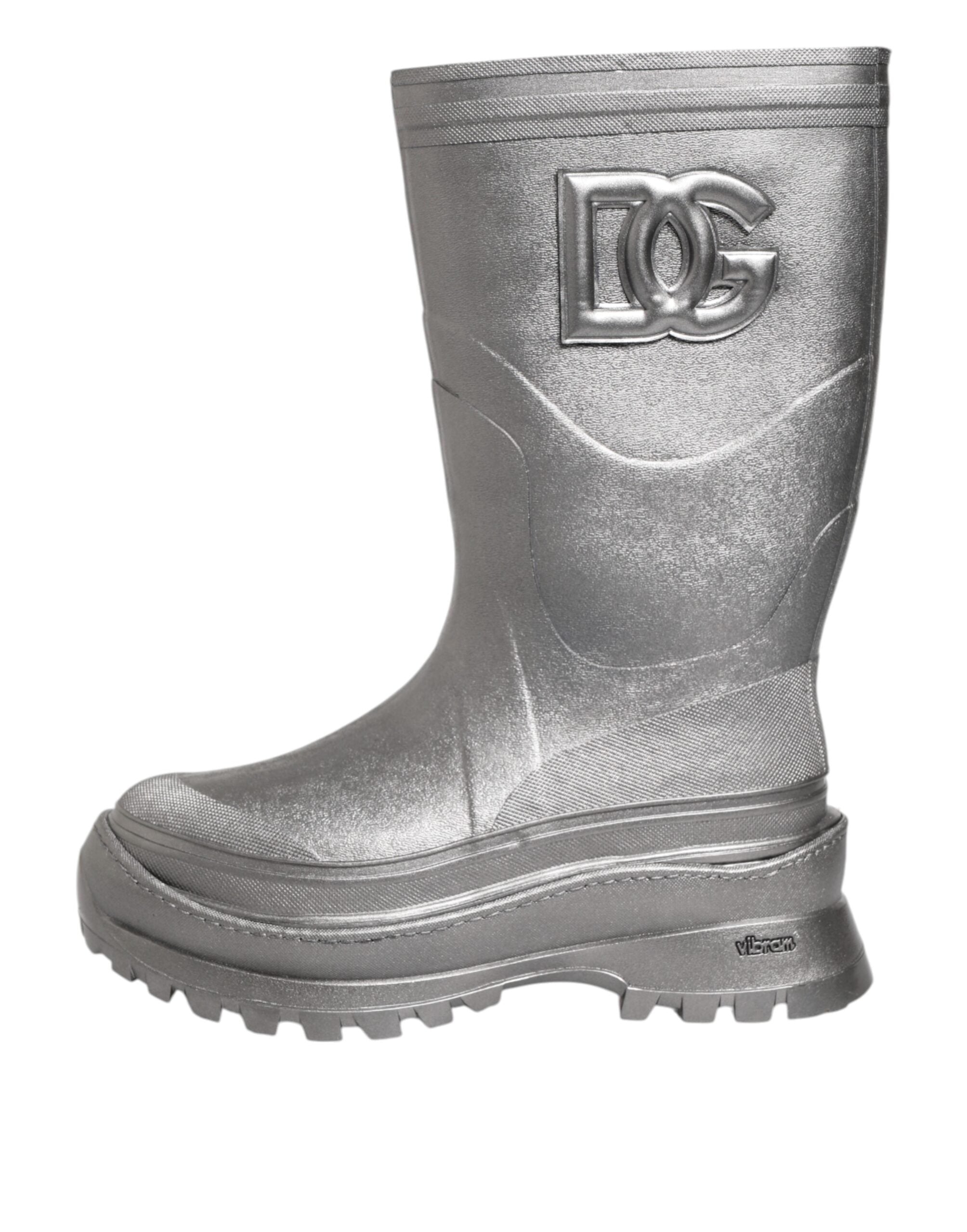 Metallic Silver Pull On Rain Boots Shoes