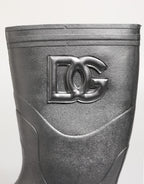 Metallic Silver Pull On Rain Boots Shoes