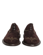 Brown Velvet Lace Up Oxford Dress Shoes