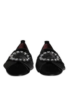 Black VATICANO Crystal Ribbon Slip On Shoes