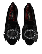Black VATICANO Crystal Ribbon Slip On Shoes