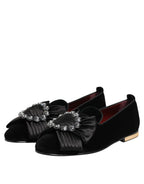 Black VATICANO Crystal Ribbon Slip On Shoes