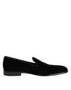 Black Velvet Slip On Loafers Men Formal Shoes