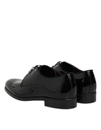 Black Leather Lace Up Men Derby Formal Shoes