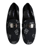 Blue Logo Cotton Loafers Formal Dress Shoes