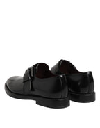 Black Leather Monk Strap Derby Formal Shoes