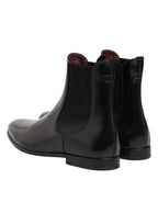 Black Chelsea Slip On Mid Calf Boots Shoes