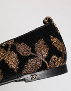 Black Floral Embroidery Men Loafers Shoes