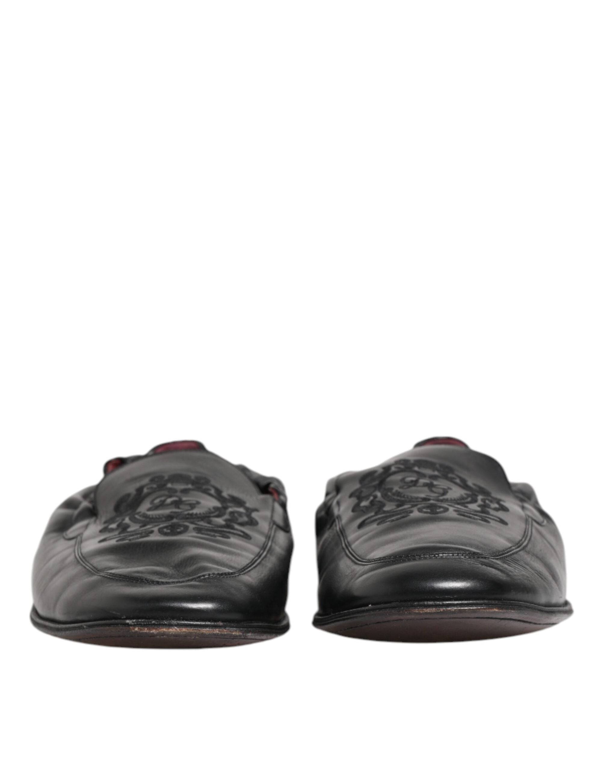 Black Leather Slip On Men Flat Loafers Shoes