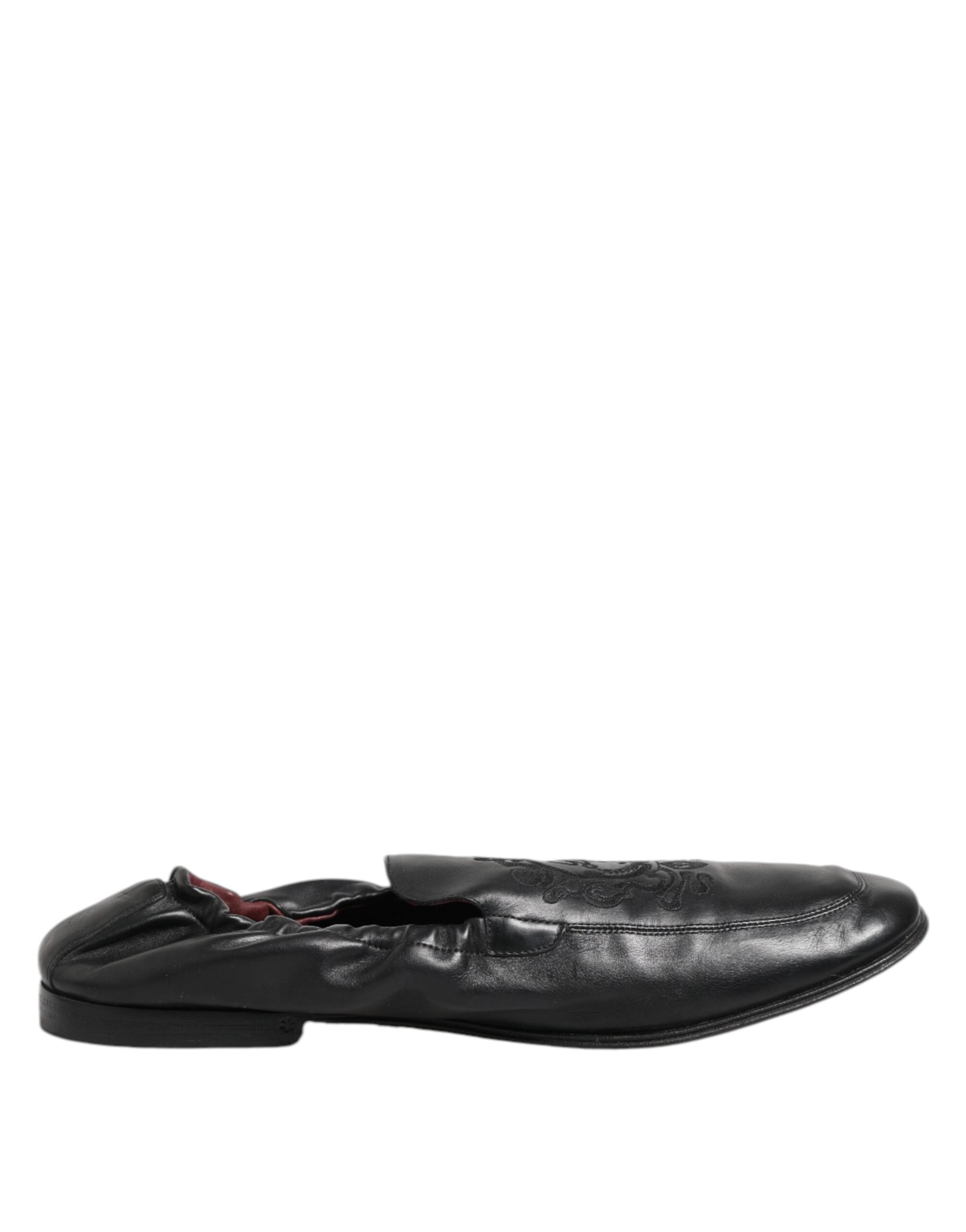Black Leather Slip On Men Flat Loafers Shoes