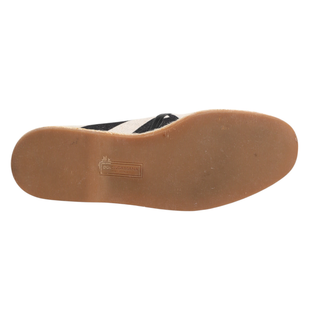 Black White Stripes Flat Espadrille Shoes
