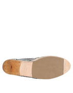 Blue Gray Woven Leather Buffalo Espadrille Shoes