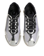 Silver Black Nylon NS1 Low Top Sneakers Shoes