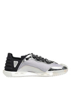 Silver Black Nylon NS1 Low Top Sneakers Shoes
