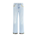 Blue Cotton Straight-Leg Jeans