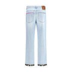 Blue Cotton Straight-Leg Jeans