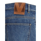 Blue Cotton Straight-Leg Jeans