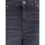 Black Cotton Flared Jeans