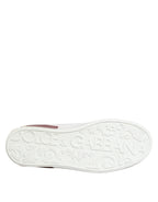 White Red Leather Lace Up Sneakers Shoes