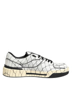 White Logo Print Low Top Men Sneakers Shoes