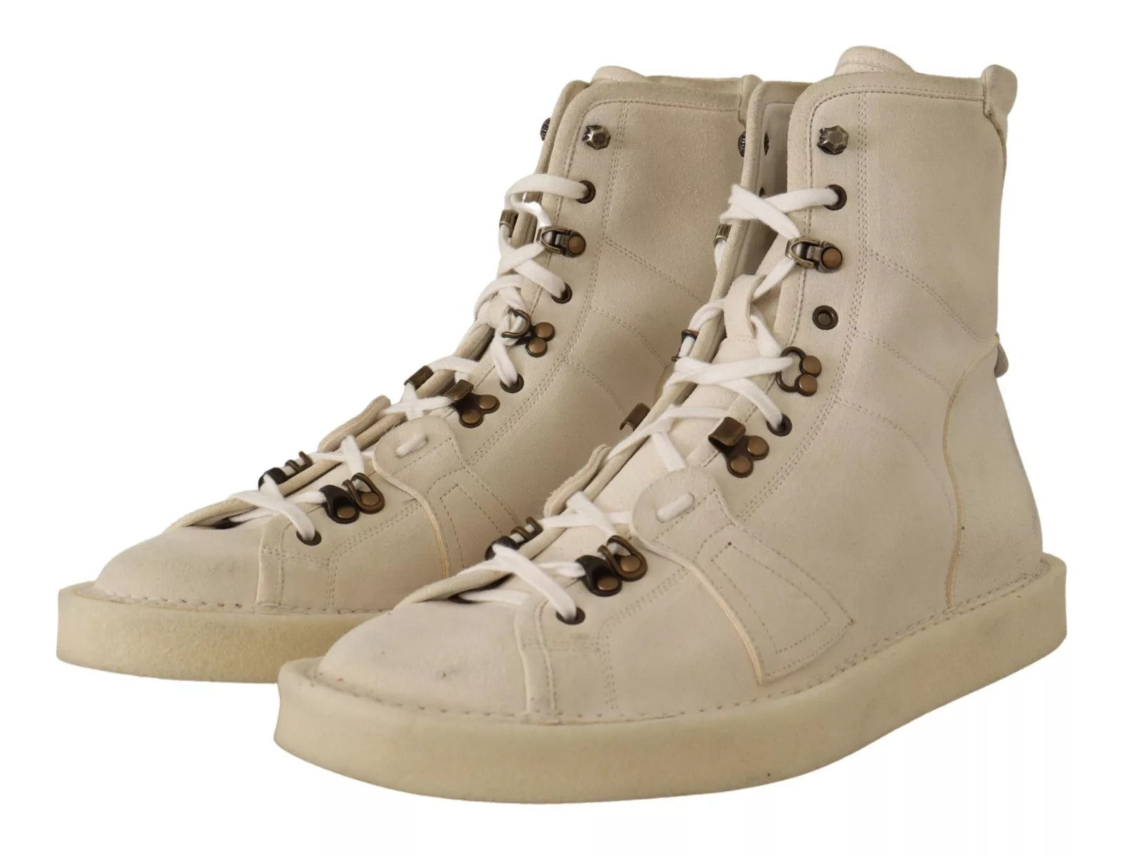 White Leather Lace Up Mens Boots