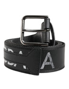 Black Polyester Leather Metal Buckle Belt