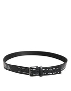 Black Polyester Leather Metal Buckle Belt