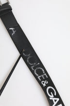 Black Polyester Leather Metal Buckle Belt